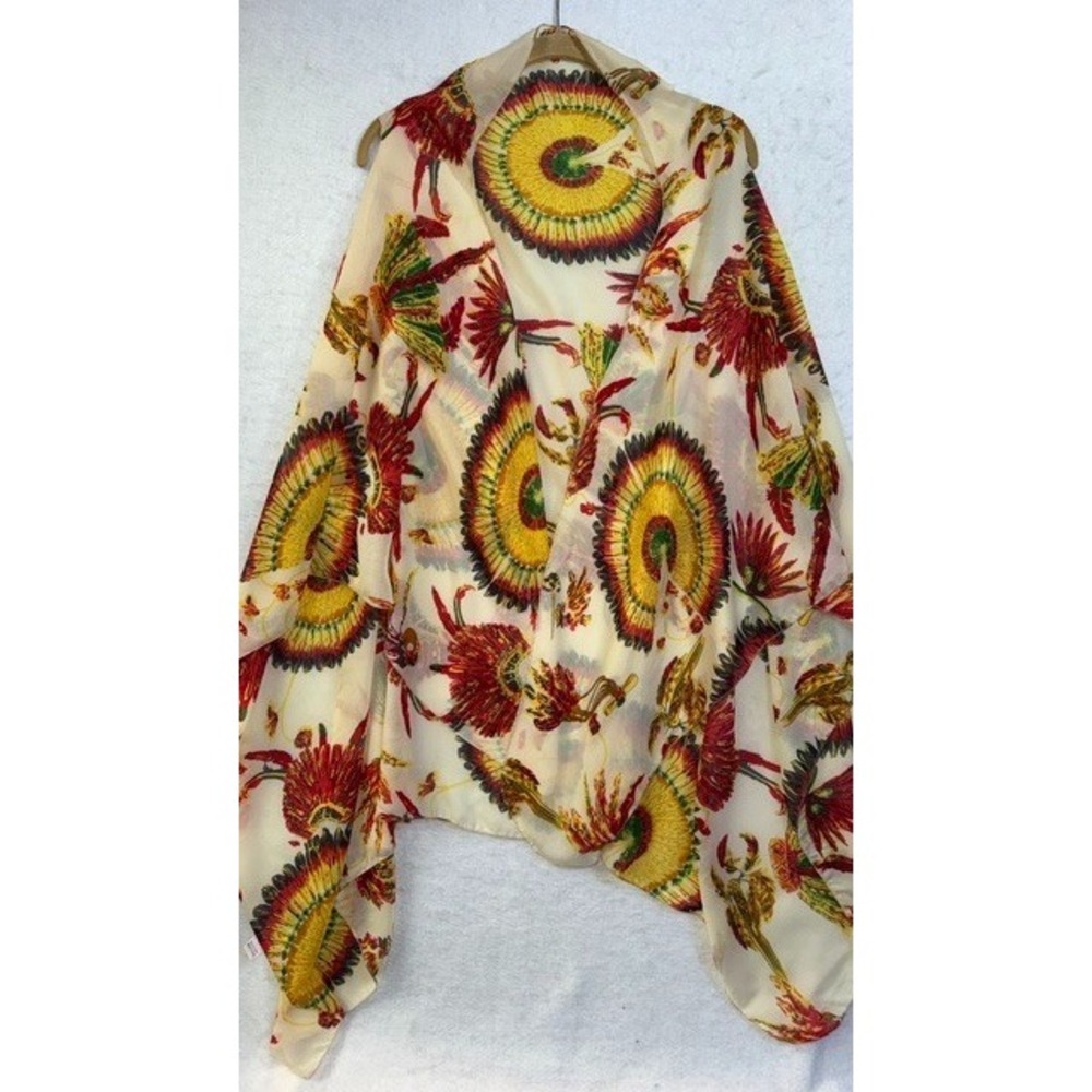 Brazil 100% Silk Feeling Polyester Shawl Feather Headress Thin Sheer Bright